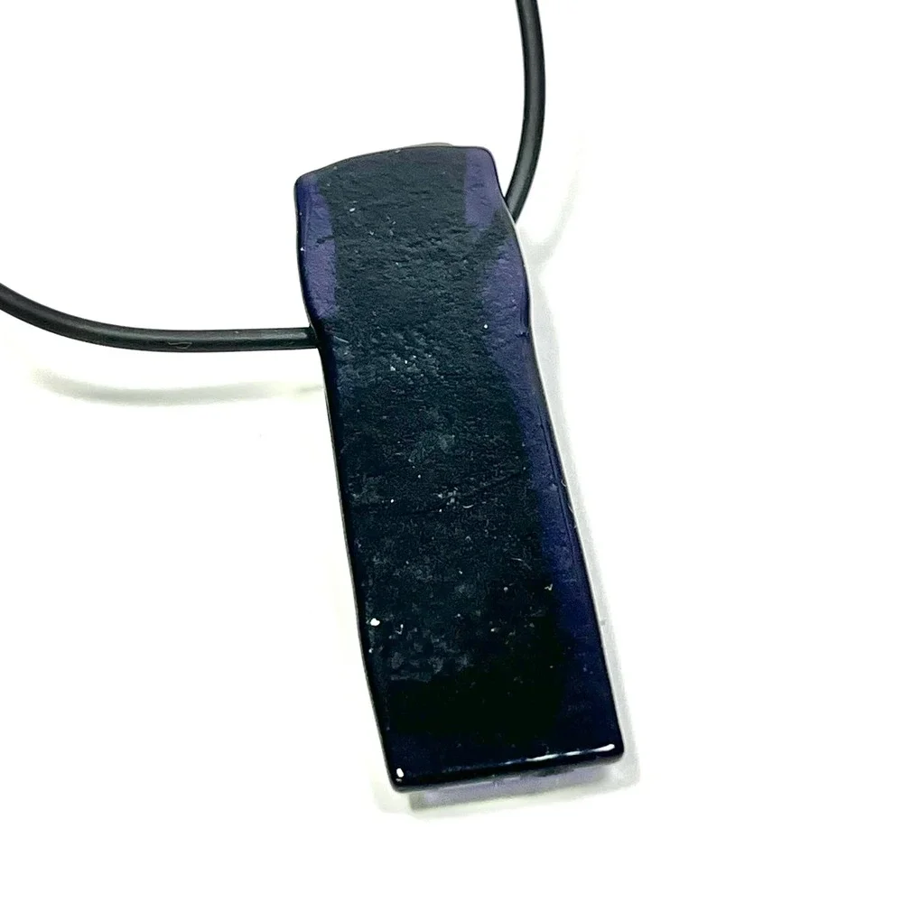 LGBTQ Pride Rainbow Dichroic Glass Pendant Necklace Black Fused Glass Art‎
